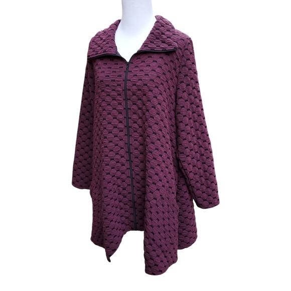 Habitat Maroon Red Black Zipper Front Collared Jacket Coat Size Medium - Picture 5 of 12